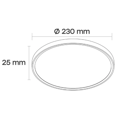 LED Ūdensizturīgs gaismeklis 18W, 3CCT, 2160Lm, IP44, Ø 230 x 25 mm
